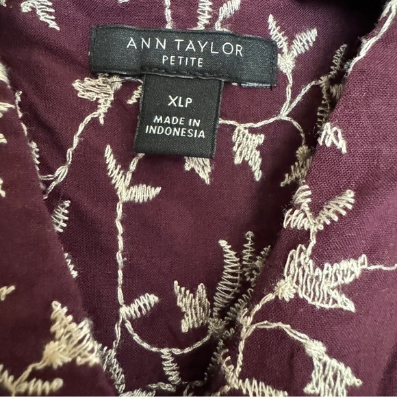 Ann Taylor Embroidered Ruffled Blouse Short Sleeve Size PXL - Picture 9 of 12